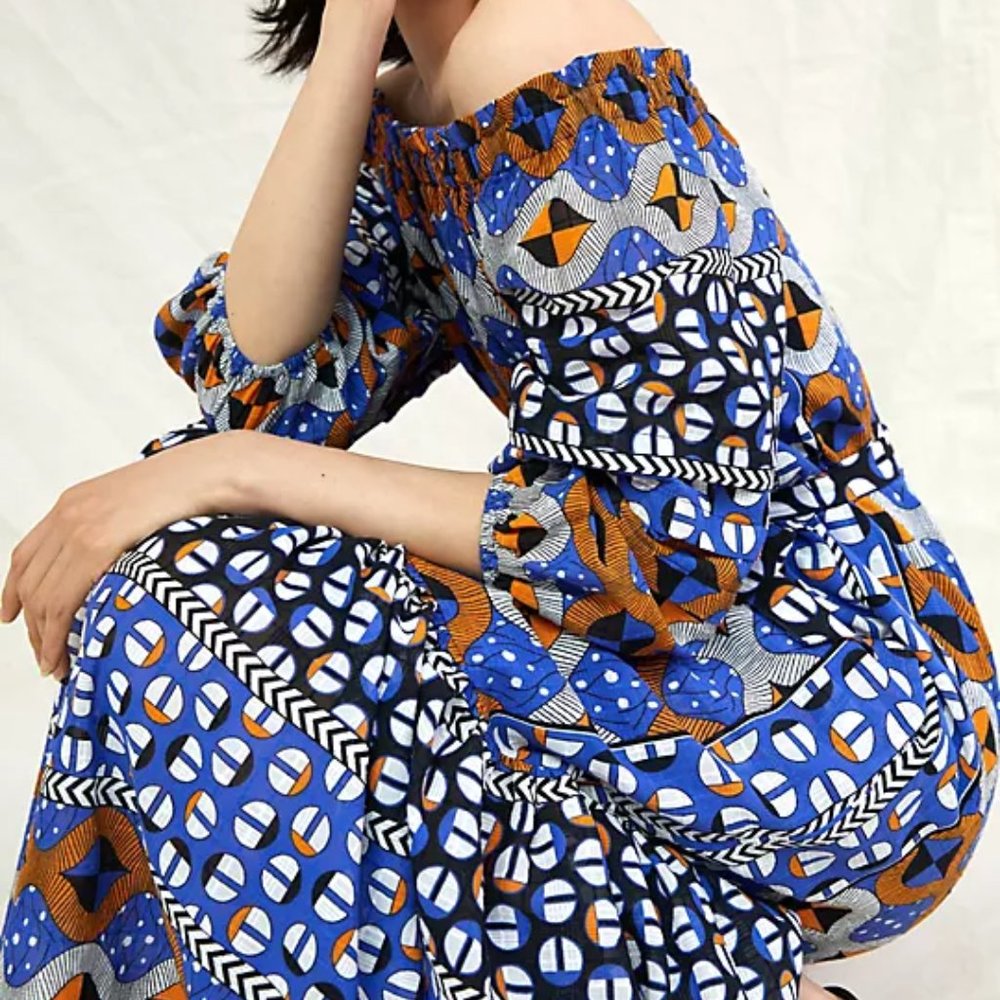 Abstract Flounced Off-The-Shoulder Maxi Dress | Anthropologie
